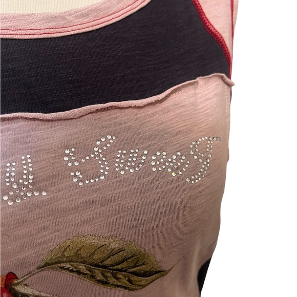 Chic Cherry Print Sleeveless Tank Muscle Tee, large, gray, pink, red NEW trendy - Picture 12 of 13